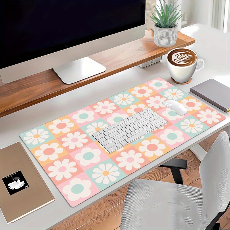 TEMU Grand tapis de souris de bureau de jeu en caoutchouc antidérapant, tapis de bureau lavable en polyester, adapté aux gamers, et à , au travail à