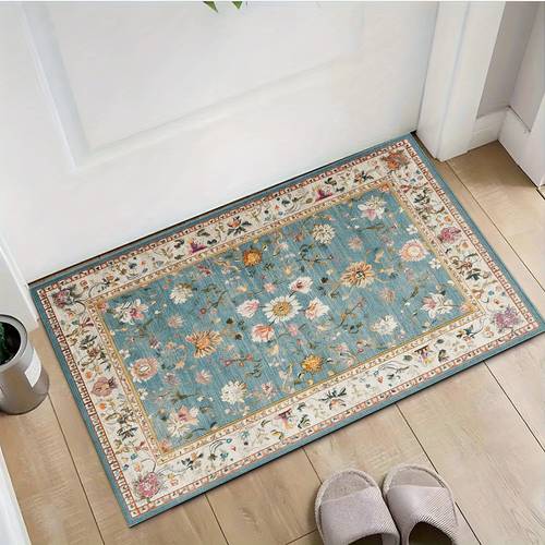 1 2d plat vintage multicolor bloemenpatroon deurmat, zacht fluweel materiaal, wasmachinebestendig en makkelijk schoon te maken, zacht en , lichtgewicht en comfortabel, geschikt voor entree, hal, badkamer, keuken, gang, slaapkamer, woonkamer en meer. meerdere maten beschikbaar