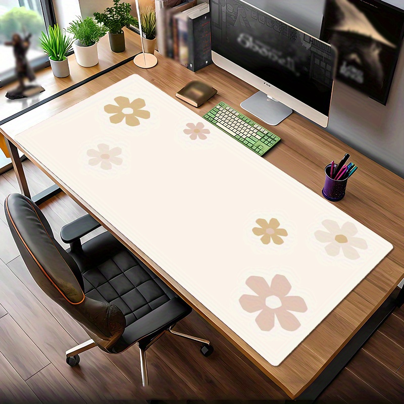 TEMU Large Non-slip Rubber Gaming And Office Mouse Pad, Washable Polyester Desk Mat, Suitable For Gamers, Office And Home Use, Remote Work, Desk Mat,