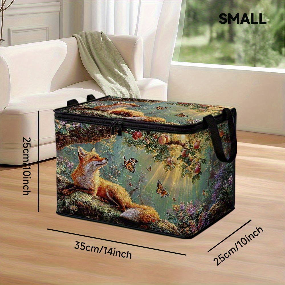 TEMU A Single Clothing Storage Basket Featuring A Design With Foxes, Flowers, Butterflies, And Forest Theme. It In Multiple Sizes And Is Perfect For