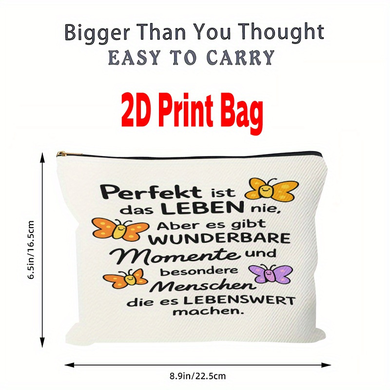 E-shop 1 Stück eine zweidimensionale, bedruckte Tasche mit Schmetterlingen und wunderschönen Sprüchen. Mit einer Größe von 6,5 x 8,9 Zoll präsentiert