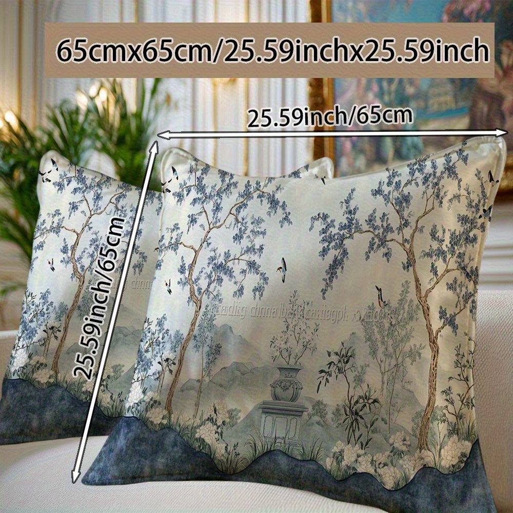 TEMU 2pcs Set Of Chinese Floral Bird Pattern Single-sided Printed Silk Pillowcases/bedding/cushion Covers/bed Pillowcases/pillowcases (inner Pillow