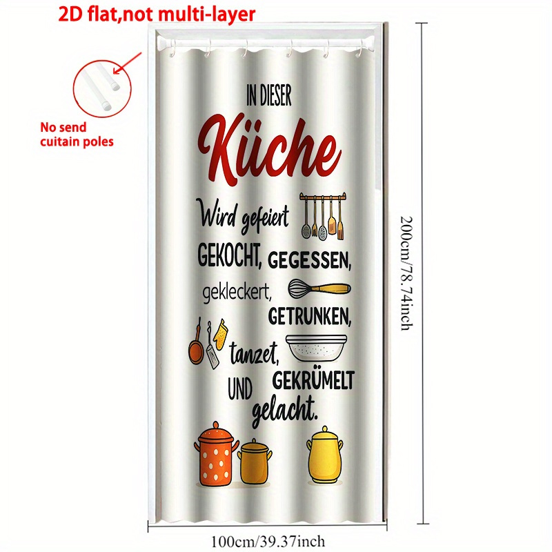 E-shop Elegante 2D-gedruckte Weihnachts-Türvorhänge für Küche und Wohnzimmer. Alle Töpfe, Pfannen und Schüsseln sind vorbereitet. Leicht zu reinigen,