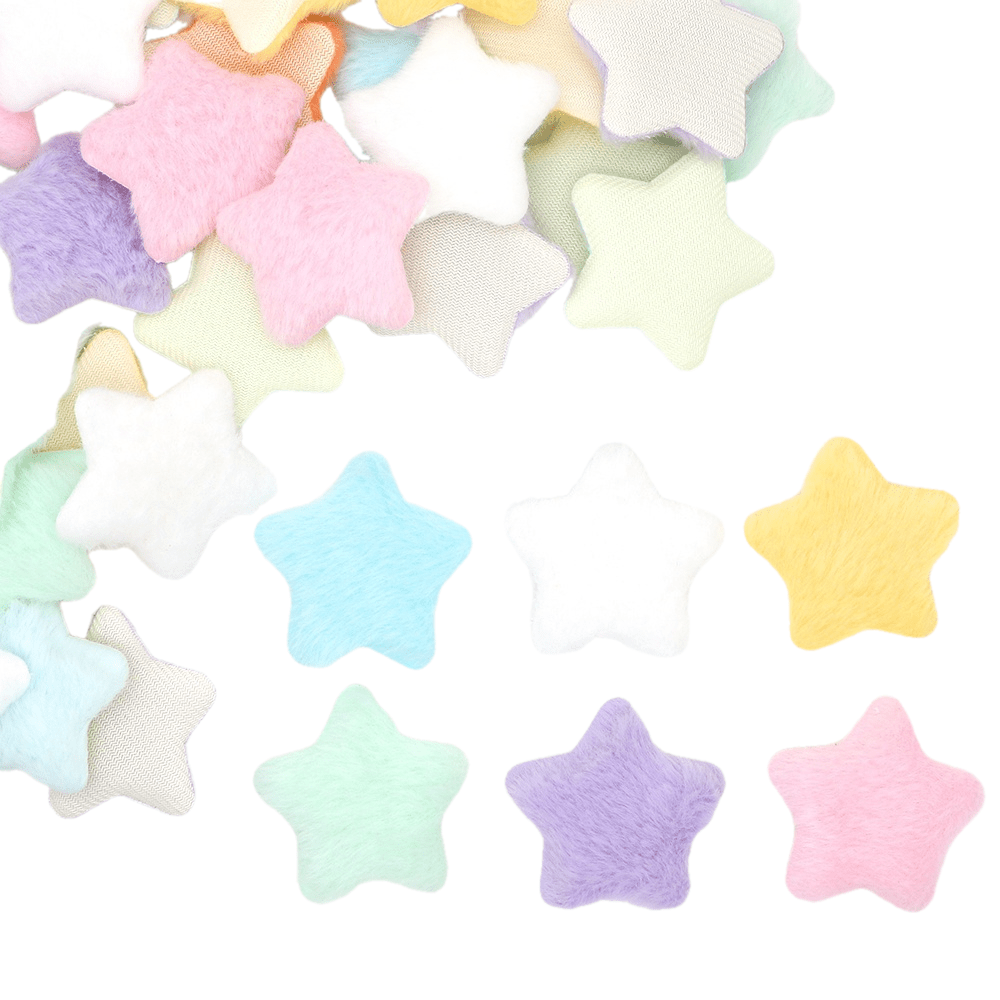 20pcs Colorful Plush Five-pointed Star Patches, Suitable For Clothing And Hat Decoration, Diy Crafts