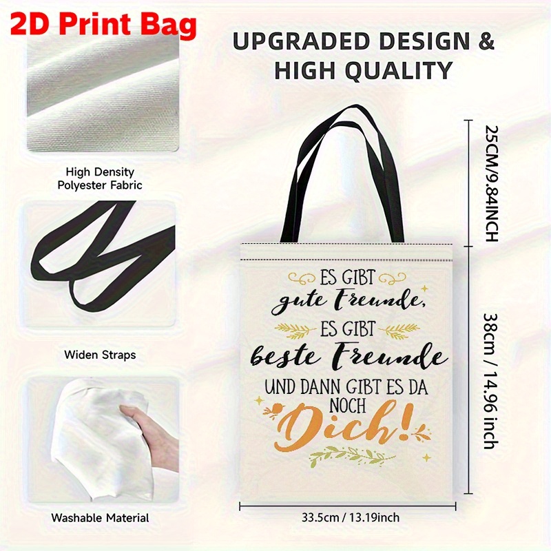 E-shop 2D-gedruckte Weihnachtstasche Freundschaft Tragetasche mit wärmenden Worten der Freundschaft. Eine wiederverwendbare, tragbare Tasche für