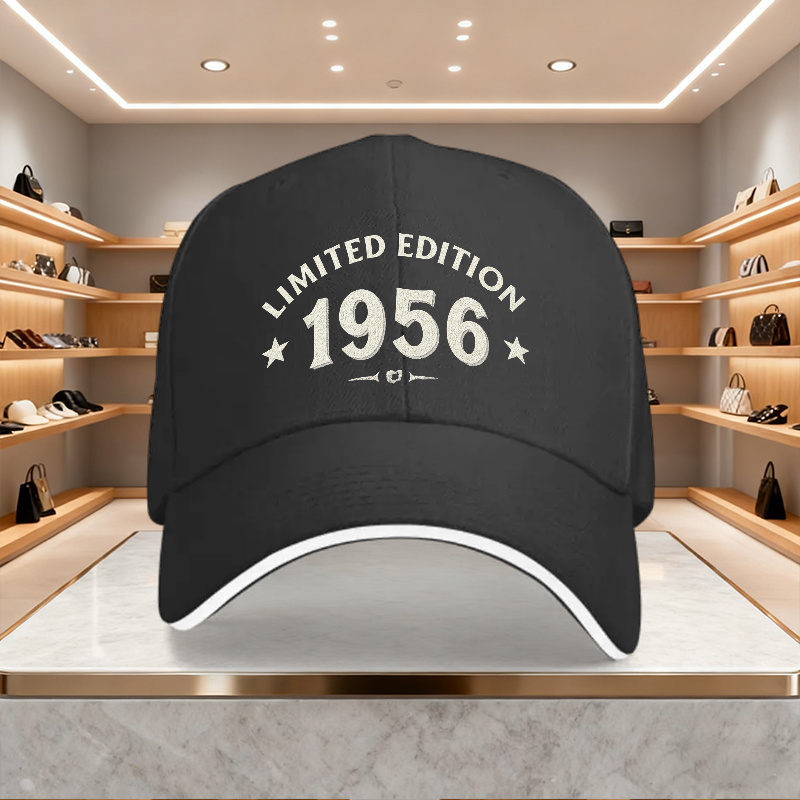 1pc Edition 1956 Adjustable Baseball Cap | Lightweight Printed, Ideal For Parties And Birthdays, Unisex Retro Sun Hat, Woven