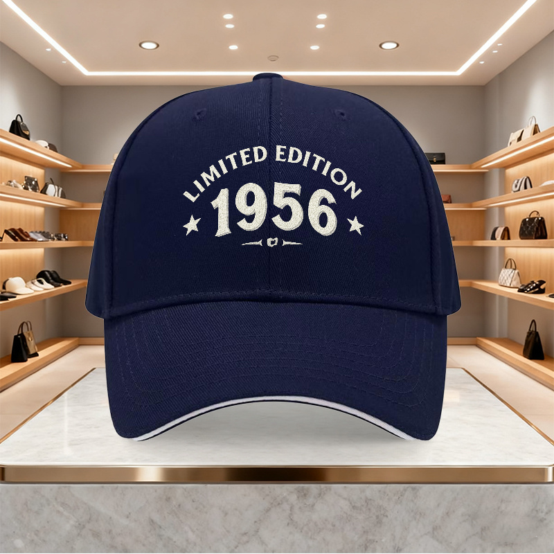Image of 1pc Edition 1956 Adjustable Baseball Cap | Lightweight Printed, Ideal For Parties And Birthdays, Unisex Retro Sun Hat, Woven