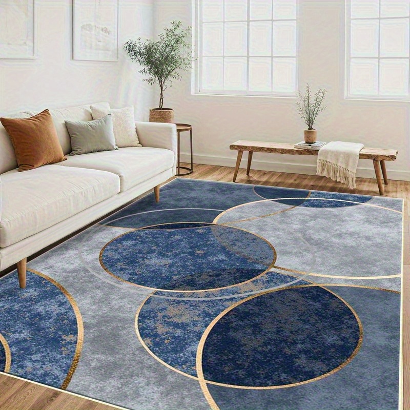TEMU 1pc Blue And Pattern Mat, Lightweight, Easy To Wash And , Holiday Gift, Suitable For Living Room, Bedroom, Dining Room, Office, Balcony, Room