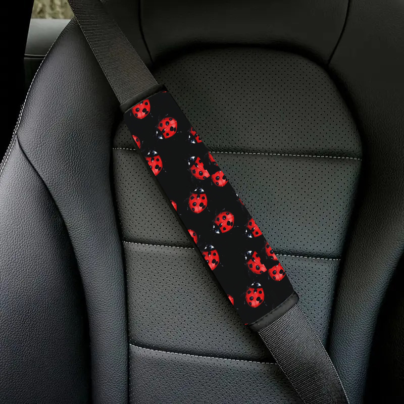 TEMU 1pc Ladybug Seat Belt Cover, Fashionable, Seat Belt Covers | 3-in-1 Auto Accessory For Seatbelts/travel Bags/backpacks | Fashionable Auto