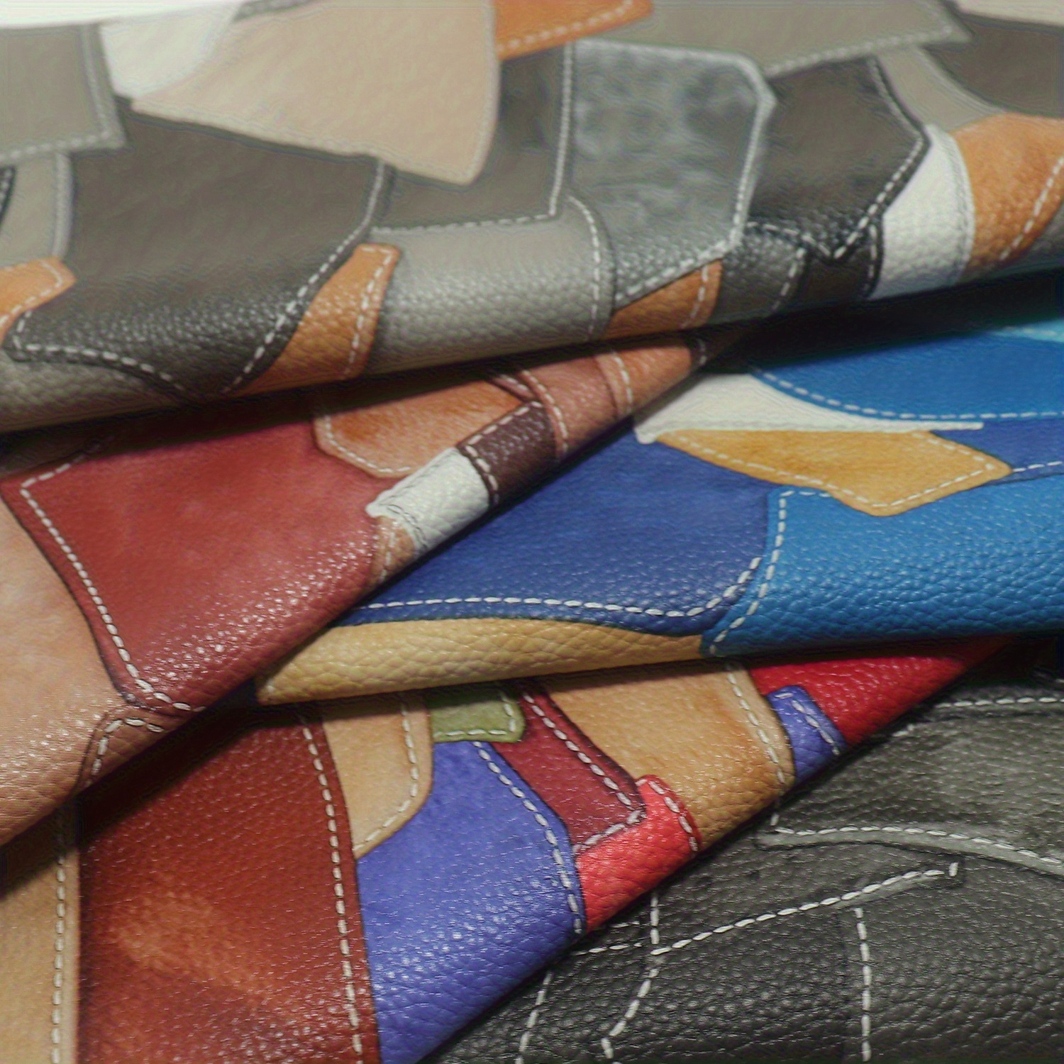 imagen del artículo lámina de cuero sintético multicolor tipo   de pvc, decoración de línea  , uso de corte flexible, grosor de 0.7 mm, adecuada para bolsos de  , tarjeteros, estuches y decoración de artículos para el hogar, tamaño 30 cm x 68 cm
