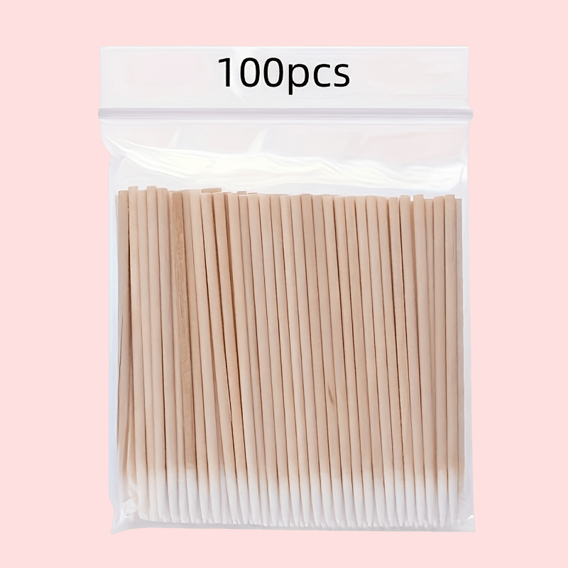 100-count Disposable Short-tip Cotton Swabs, Suitable For Permanent Makeup, Eyeliner Application, And Nail Cleaning