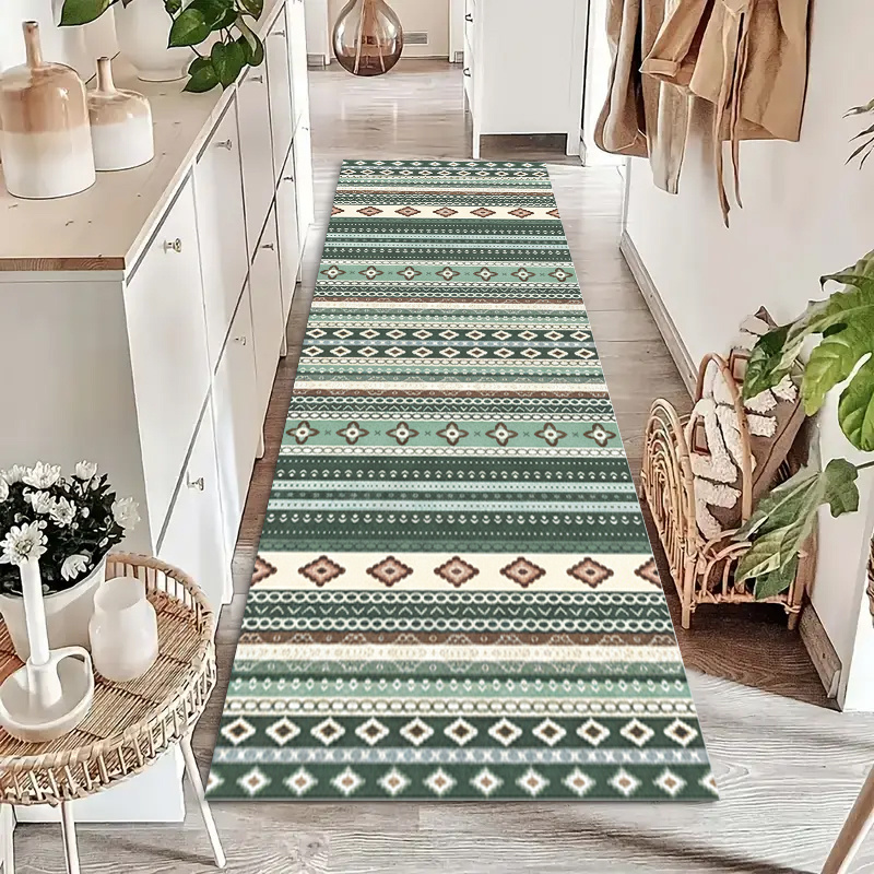 TEMU 1pc Bohemian Long Runner Rug, Christmas Decoration, Christmas, Indoor Outdoor Printed Mat, Nordic Bohemian Style Carpet, Suitable For Outdoor