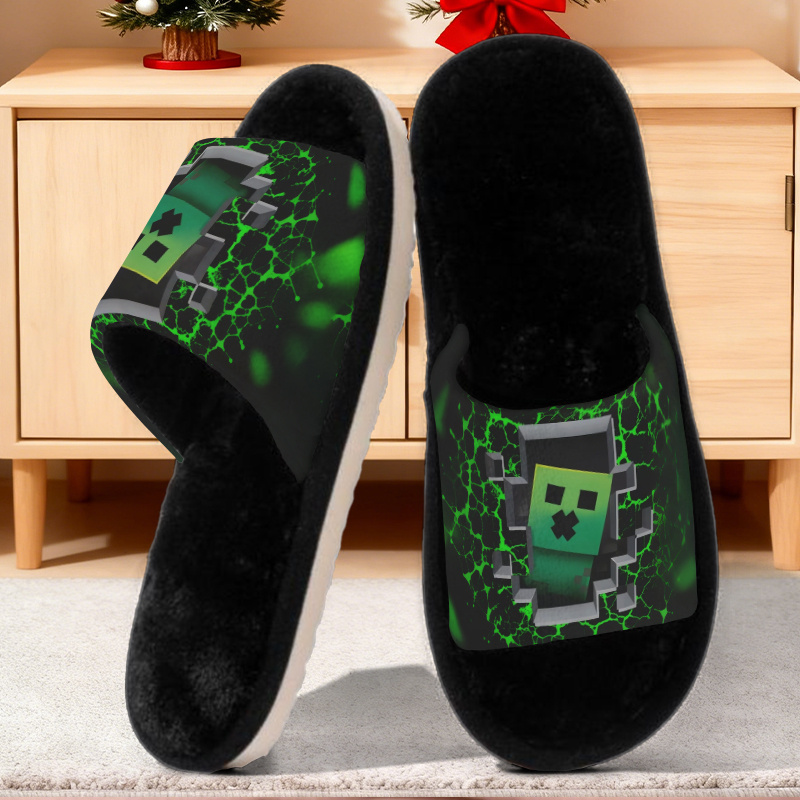 TEMU Pixel Style Print Women's And Slippers, Essential Christmas Gift, Ideal For Gifting, Comfortable Non-slip Indoor Slippers, , Couples' Style,
