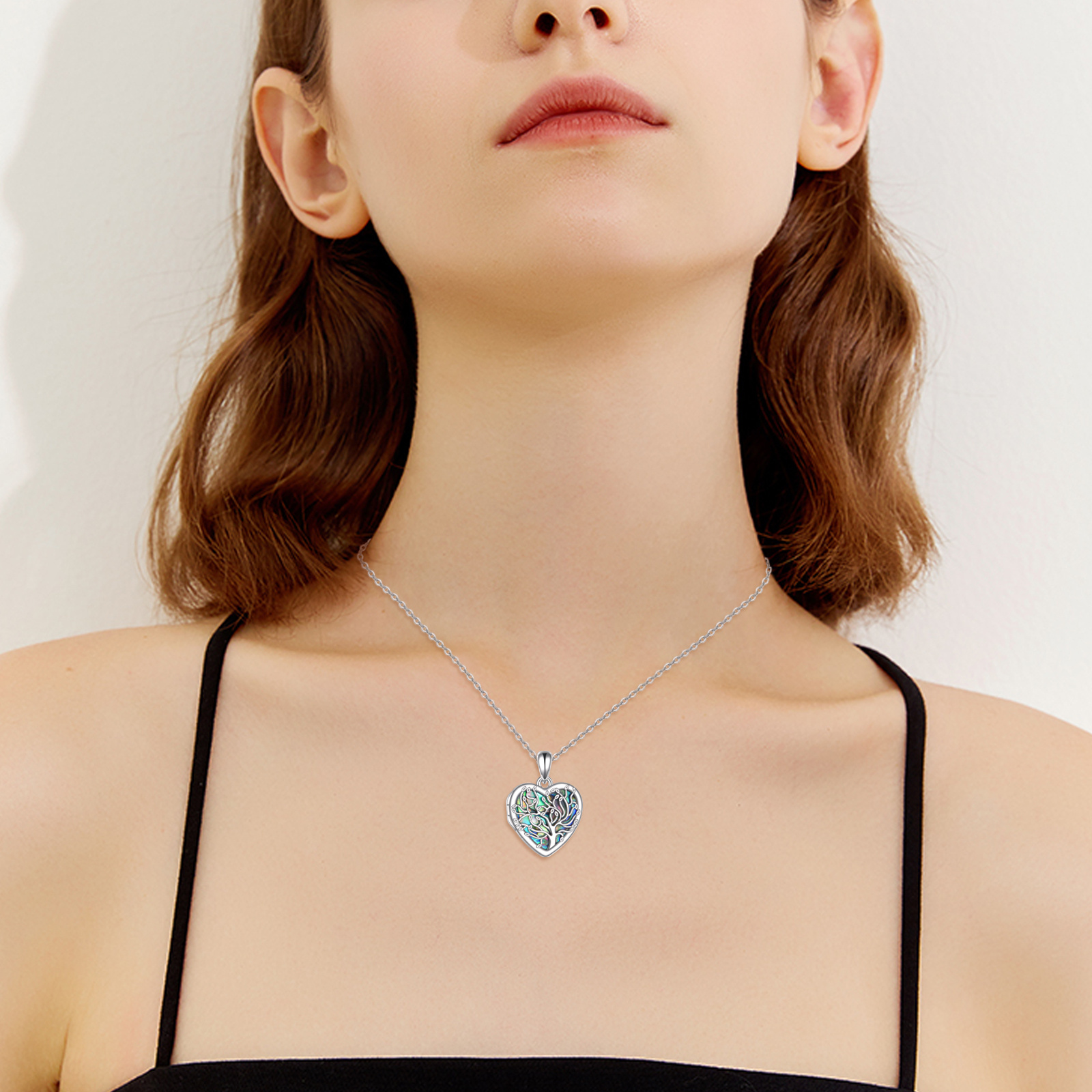 Women's Tree of Life Locket Necklace with Abalone Shell