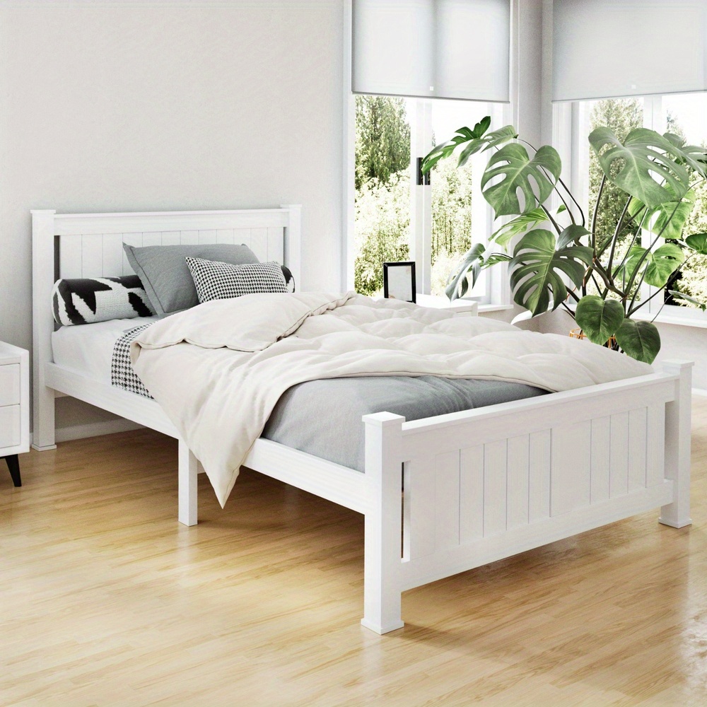 TEMU Bed Frame King Single Size Wooden White Rio