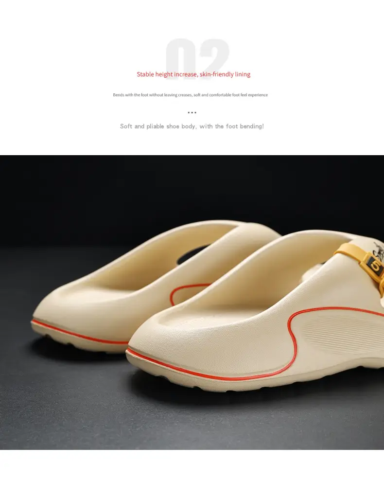mens trendy non flops comfortable thick sole beach sandals for summer white with black accents durable eva material casual unisex design Product details 3