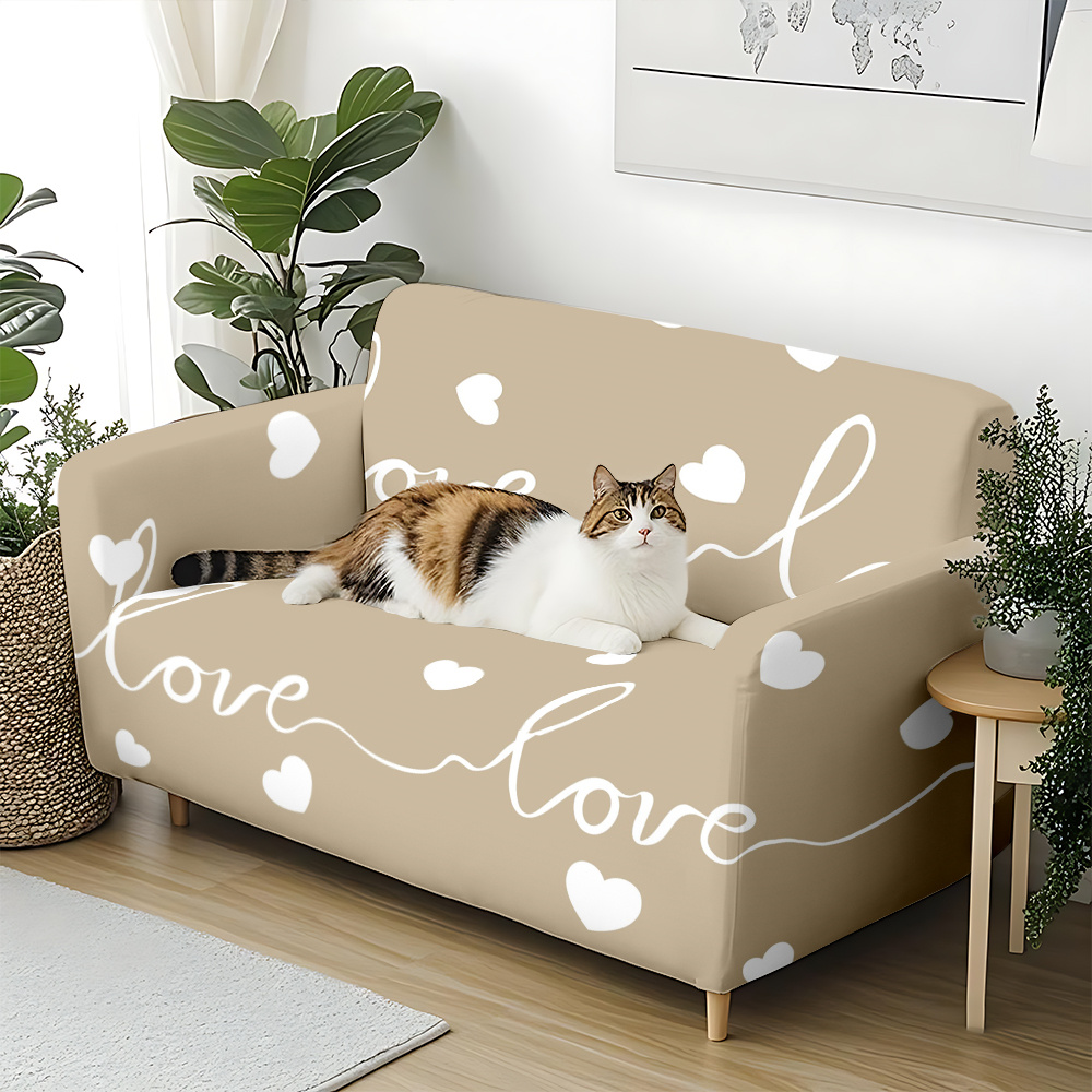 TEMU 1 pz Copridivano con Stampa Cuore, per , Protezione per Mobili per Camera da Letto e Soggiorno, Decorazioni per la Casa, per Divani da 1 a 4 ,