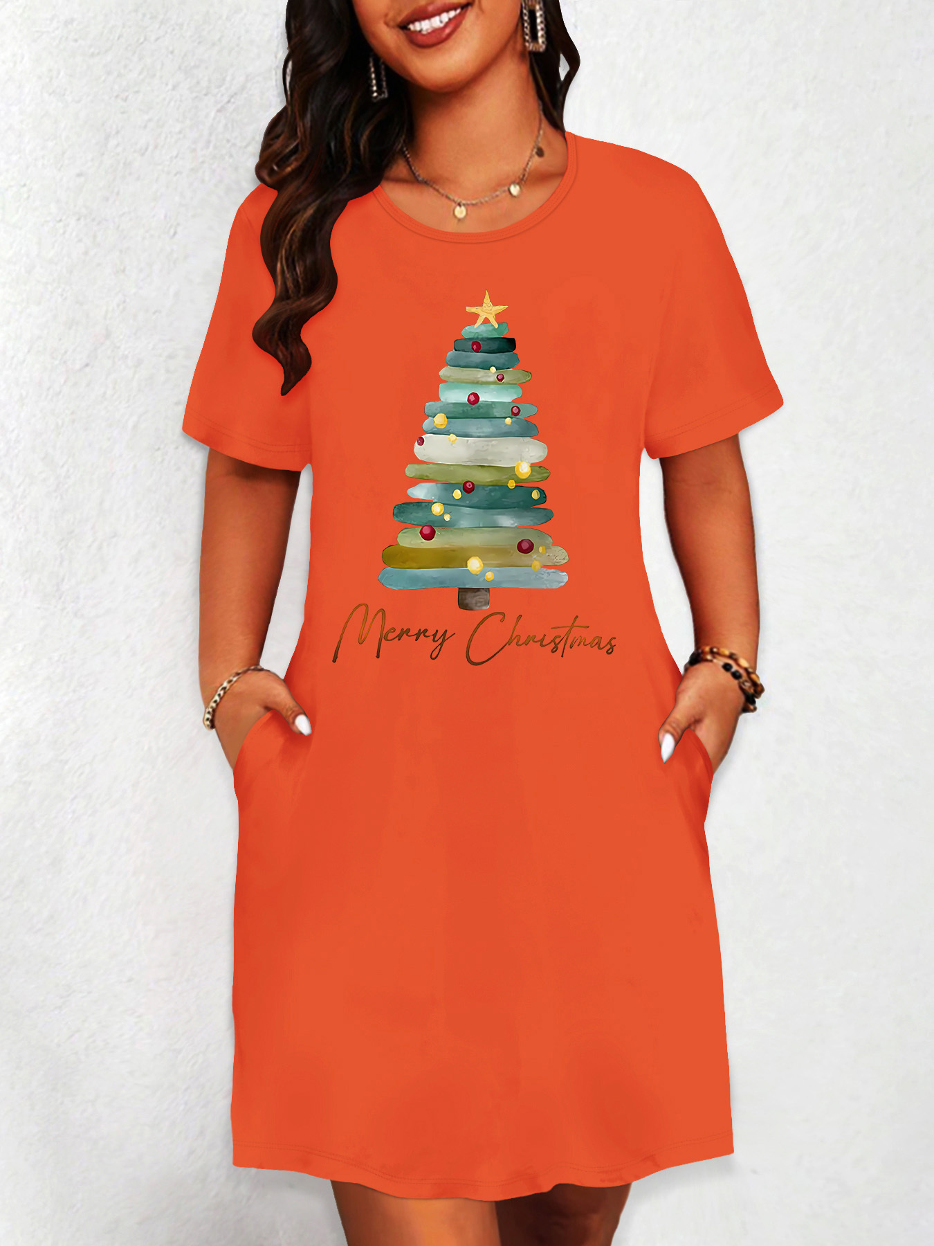 women dress christmas tree Christmas Tree Fashion Dress, Woman Art Xmas Gown, New Year Girl Stock  Photo