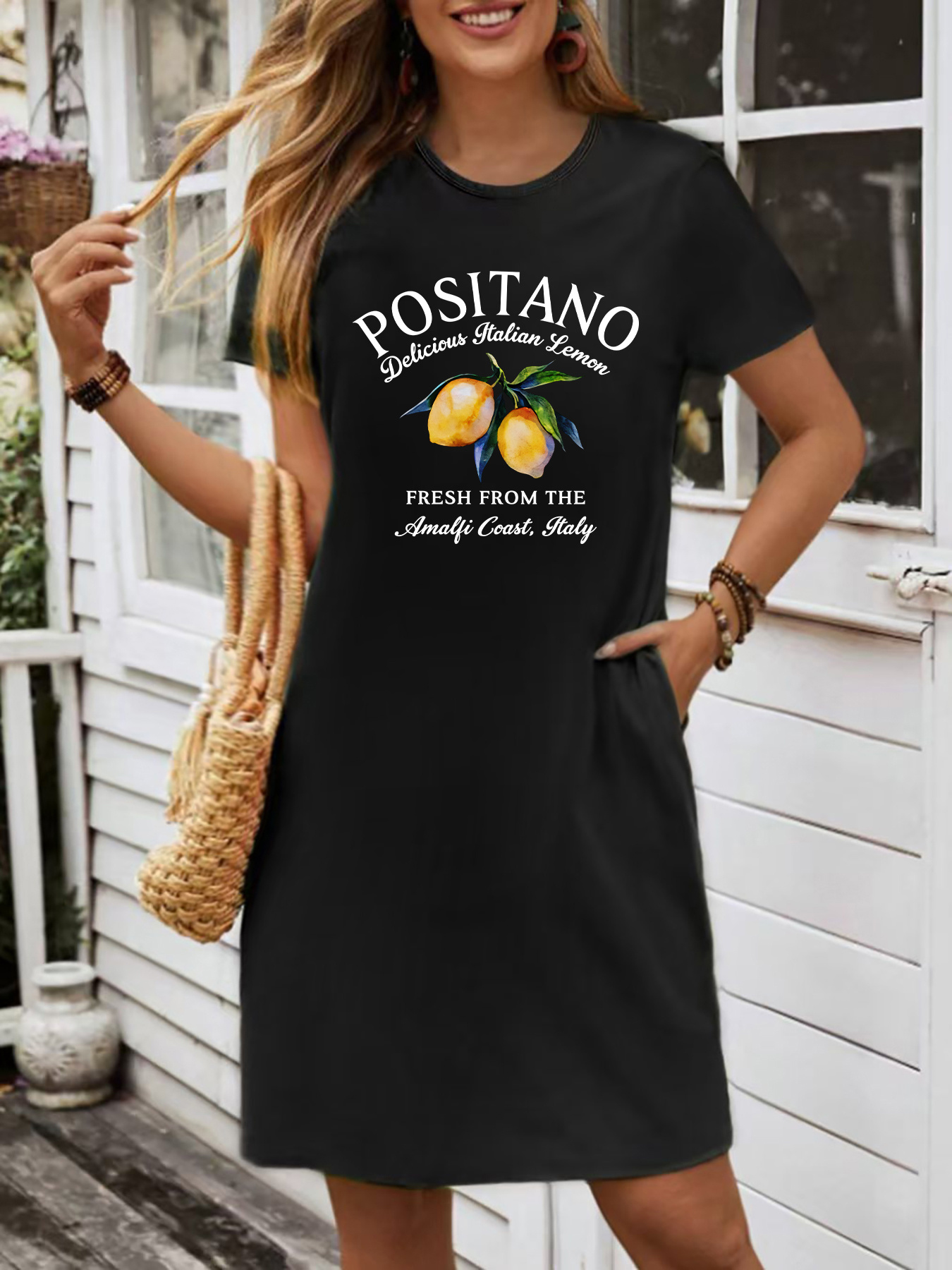 womens lemon print dress sold on Temu Australia