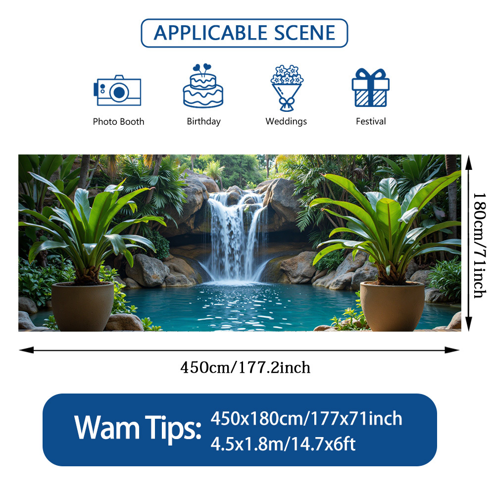 TEMU 2d Door Banner, 1pc Tropical Waterfall Garage Door Banner - 2d Flat Printing, Seasonal & Stylish Outdoor Decor For Autumn Celebrations, No