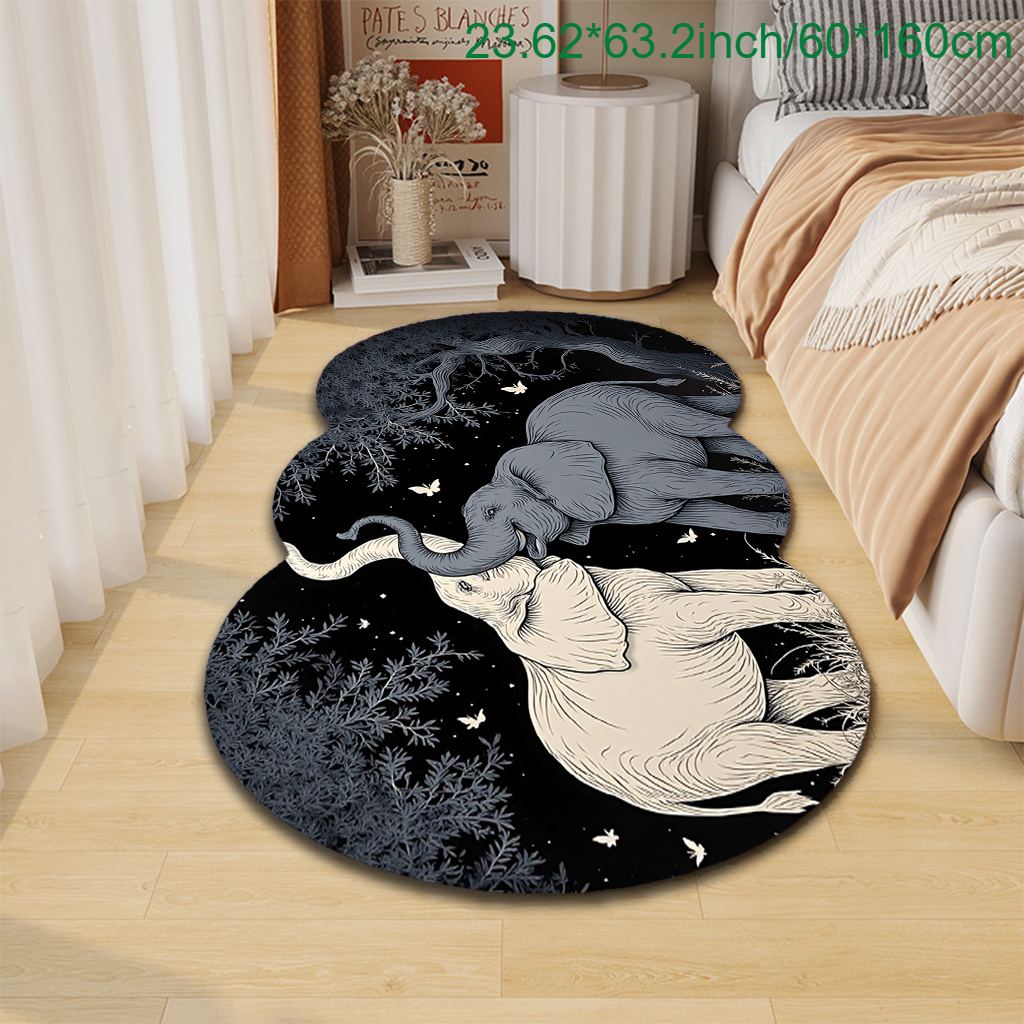 TEMU 1pc Forest Elephant Pattern Mat, Durable And Comfortable Non-slip Machine Washable Mat For Indoor/room Use , Summer, Autumn & Winter Halloween
