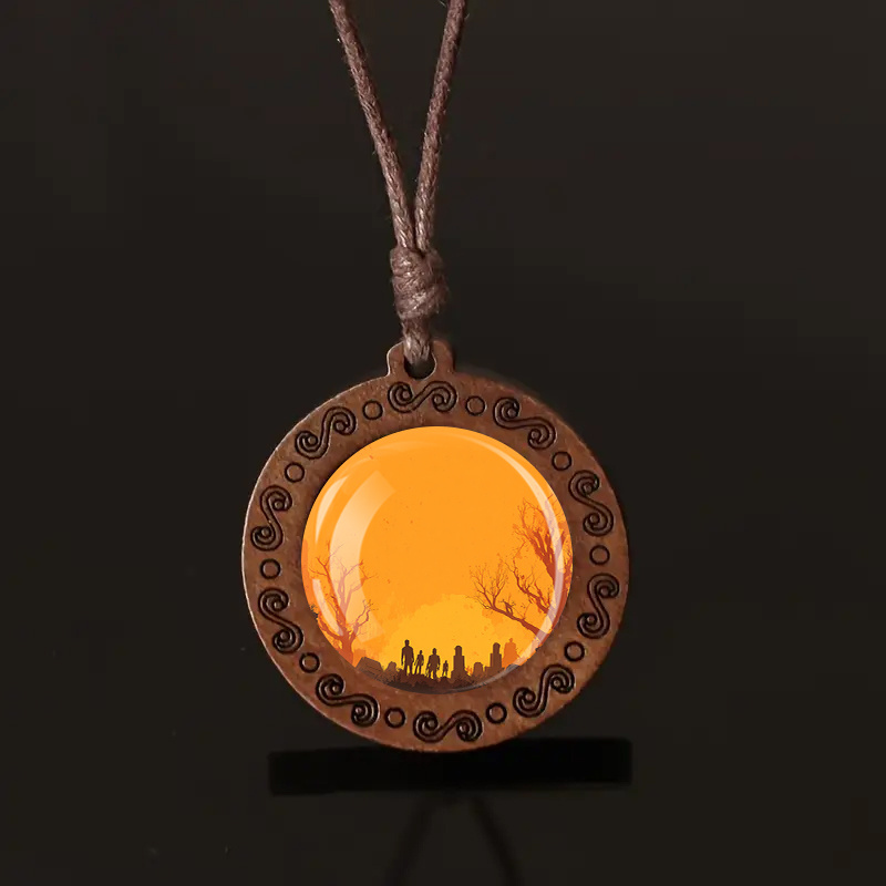 Wooden Cemetery Crowd Necklace, Fun Gift Accessory