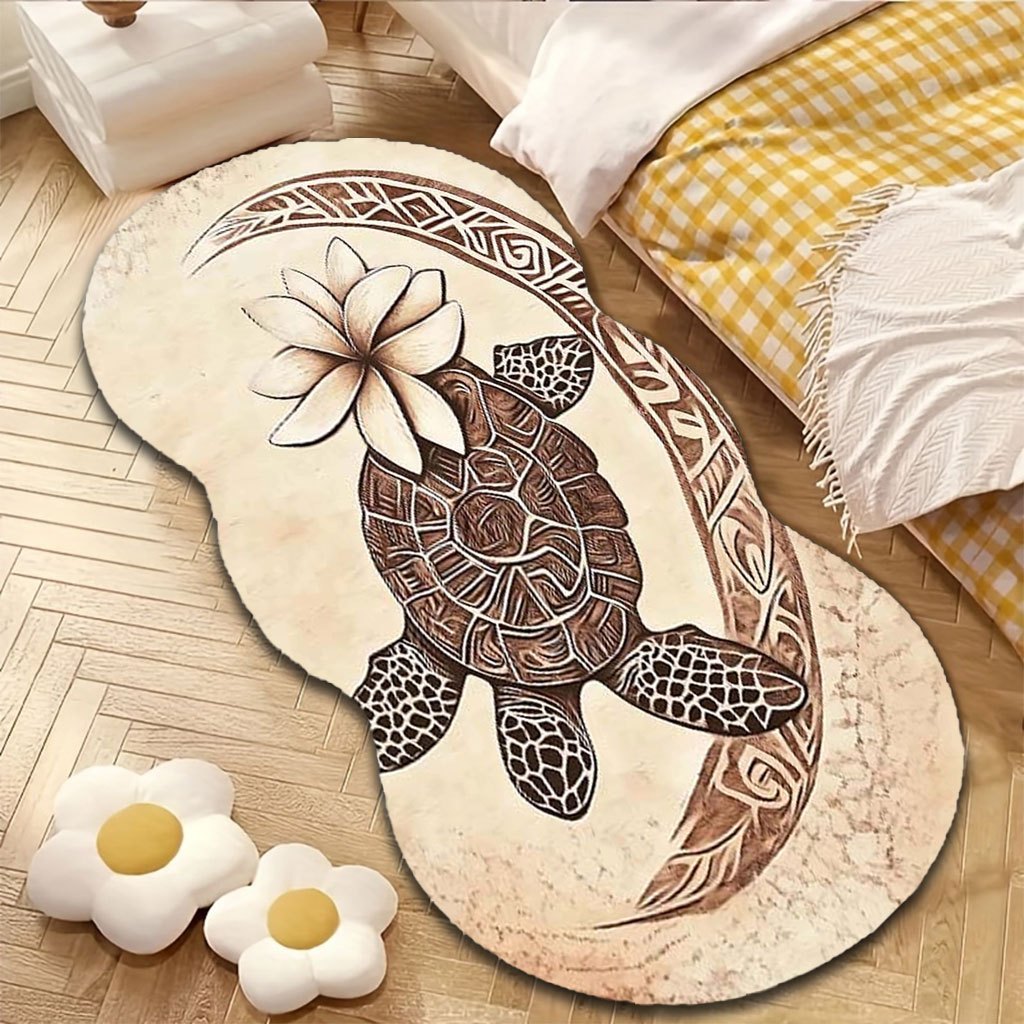 TEMU 1 Tapis de style bohème à motif de tortue de mer, un tapis confortable de irrégulière, antidérapant et lavable en machine. Convient pour une