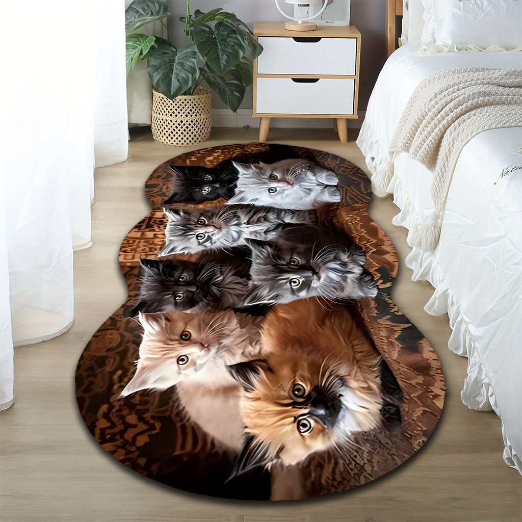 TEMU Tapis 1 pièce, et Amusant à Motif de Chat, Durable et Confortable, Antidérapant et Lavable en Machine, Convient pour une Utilisation