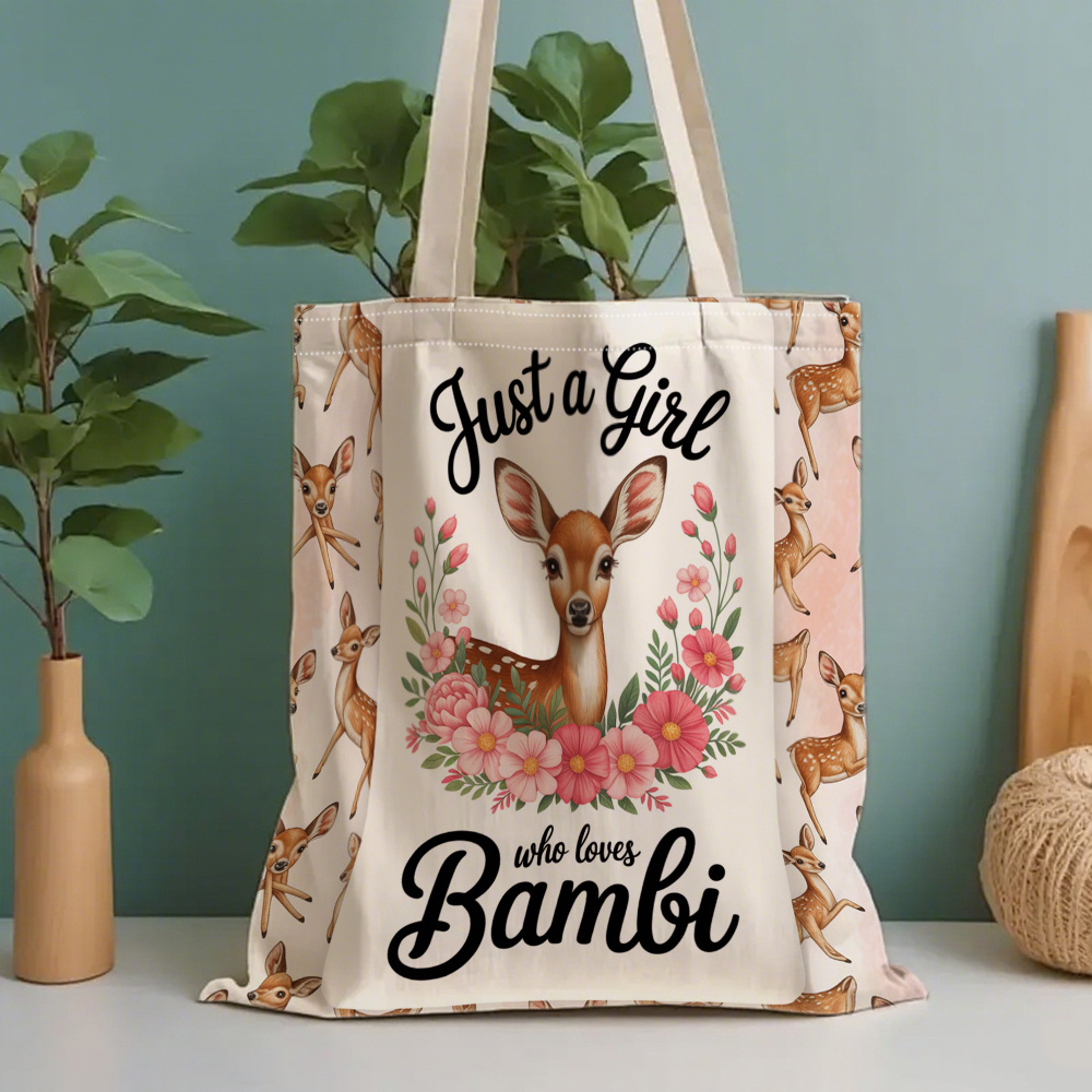 TEMU Printed Canvas Tote Bag - "love The " Floral Decorative Pattern, Women's Reusable Shopping Bag, Spacious And Comfortable Shoulder Bag, Book Tote