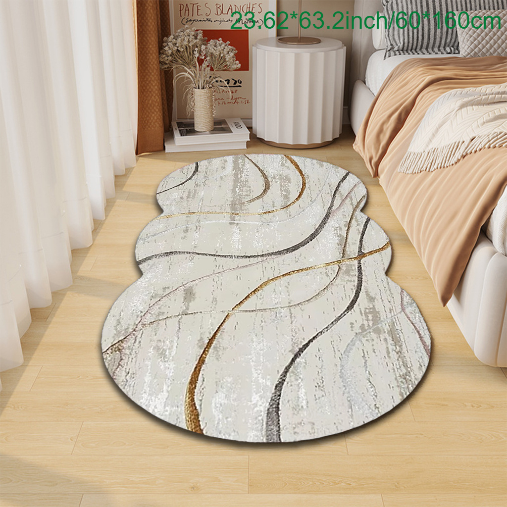 TEMU 1pc Extra Large Modern Abstract Mat - Beige, Gray, Golden, Brown, White, Black, - Soft Pile With Non-slip Backing - Machine Washable Mat For