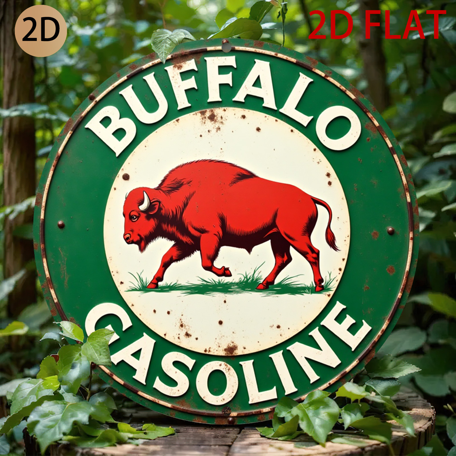 TEMU Vintage Buffalo Metal Wall Sign Suitable For Home - Rustic Retro Garage Decor With , Hanging Art, Metal Signage For Cave, Office & Summer-themed