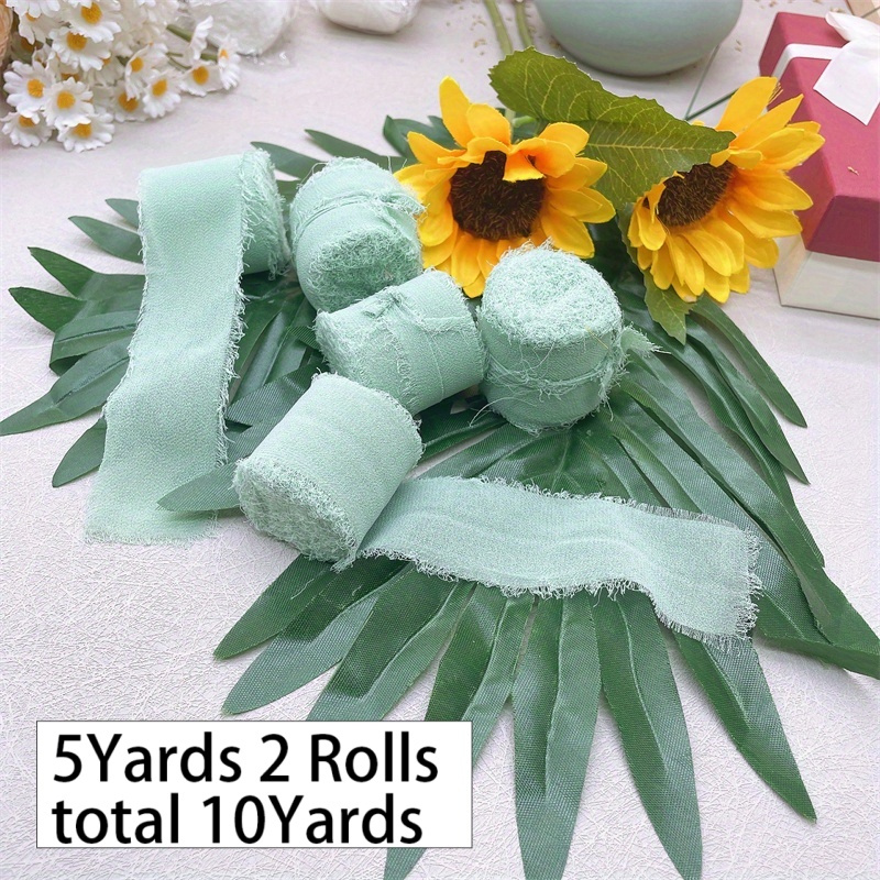 TEMU 10Y (5Y/Rotolo�2) 38Mm 1.5 Pollici Nastro di Frange in Chiffon a con Nappe in Verde , Nuovo Nastro Decorativo per , , San. per Legare Bouquet,