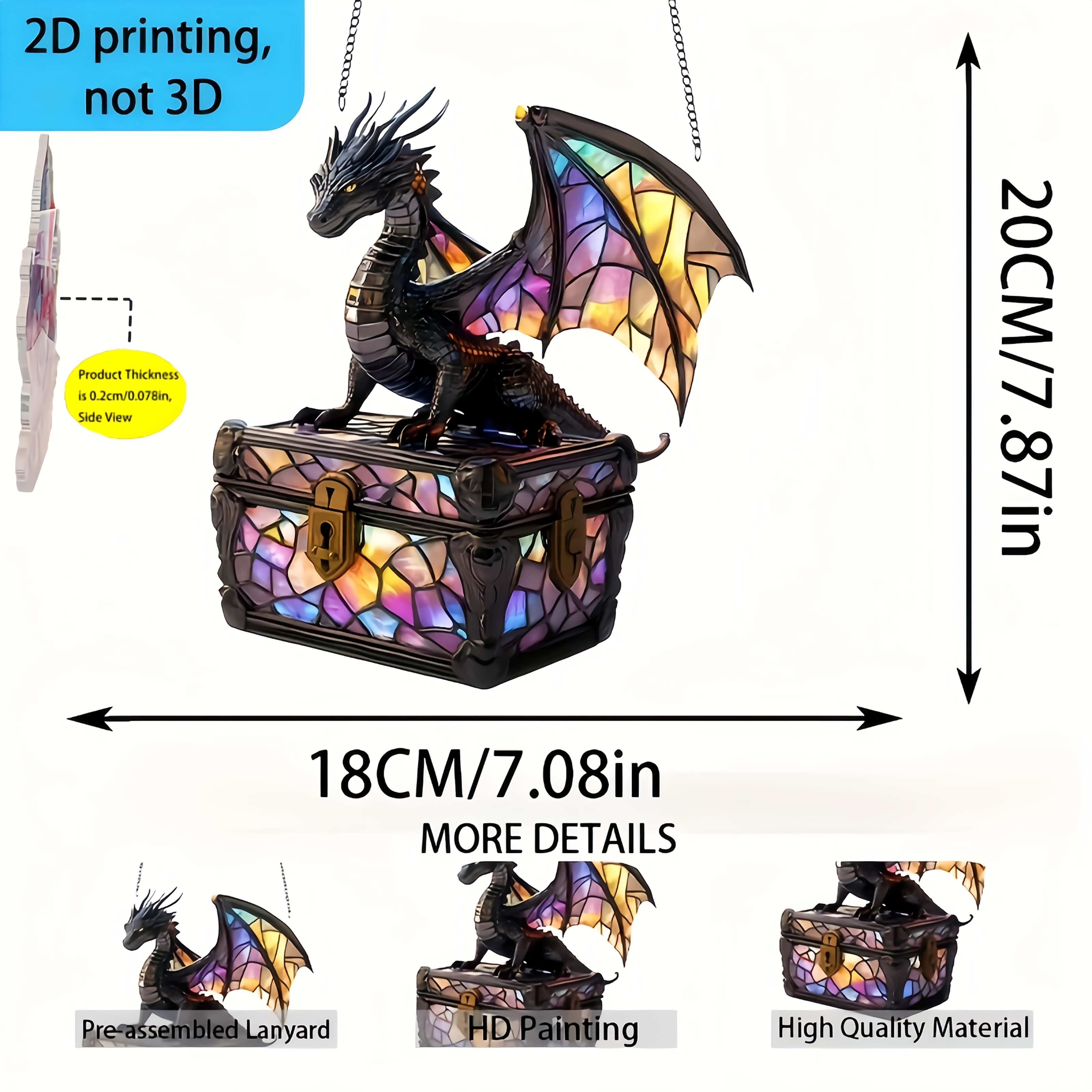 TEMU 2d Flat, 2d Flat Acrylic 1pc, Two-dimensional Print, Dragon Sun Treasure, Decorative Sign Fun Gift, Birthday Gift, Room Decor, Best Friend Gift,