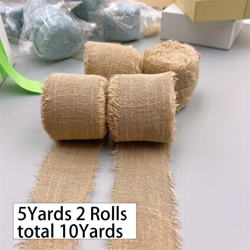 TEMU 5 Yards X 2 Rolls 38mm Color Bow Gift Box Decoration Hand-torn Frayed Edge Ribbon Fine Tassel Bag Product Ribbon, Birthday Party Invitation Hair