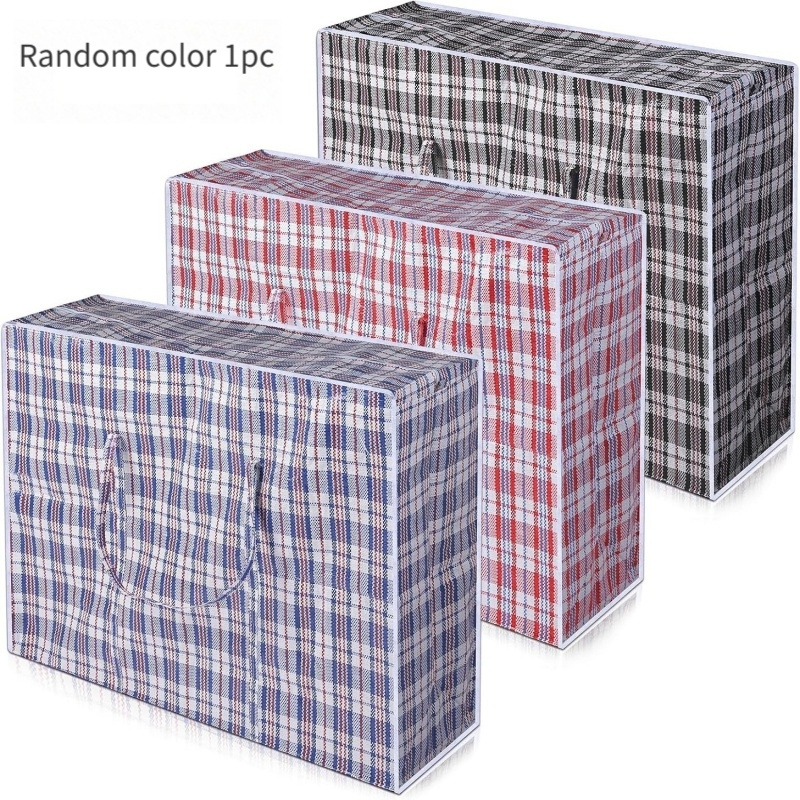 TEMU 4-season Checkered Moving Bag, Stylish Plaid Packing Box, Extra-large Travel Tote With Zipper And Handles, Reusable Moving Bag, Moving Boxes