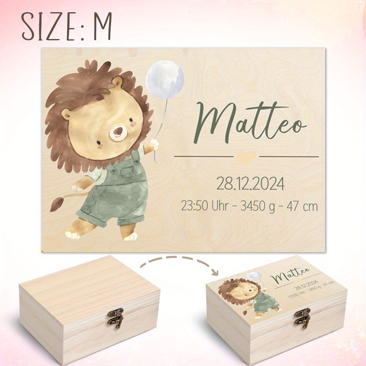 Image of 1pc Classic Wooden Lidded Storage Bin With Locks, Easy Style Home Storage Supplies, Storage Box, Box Souvenir Box Holding Balloons