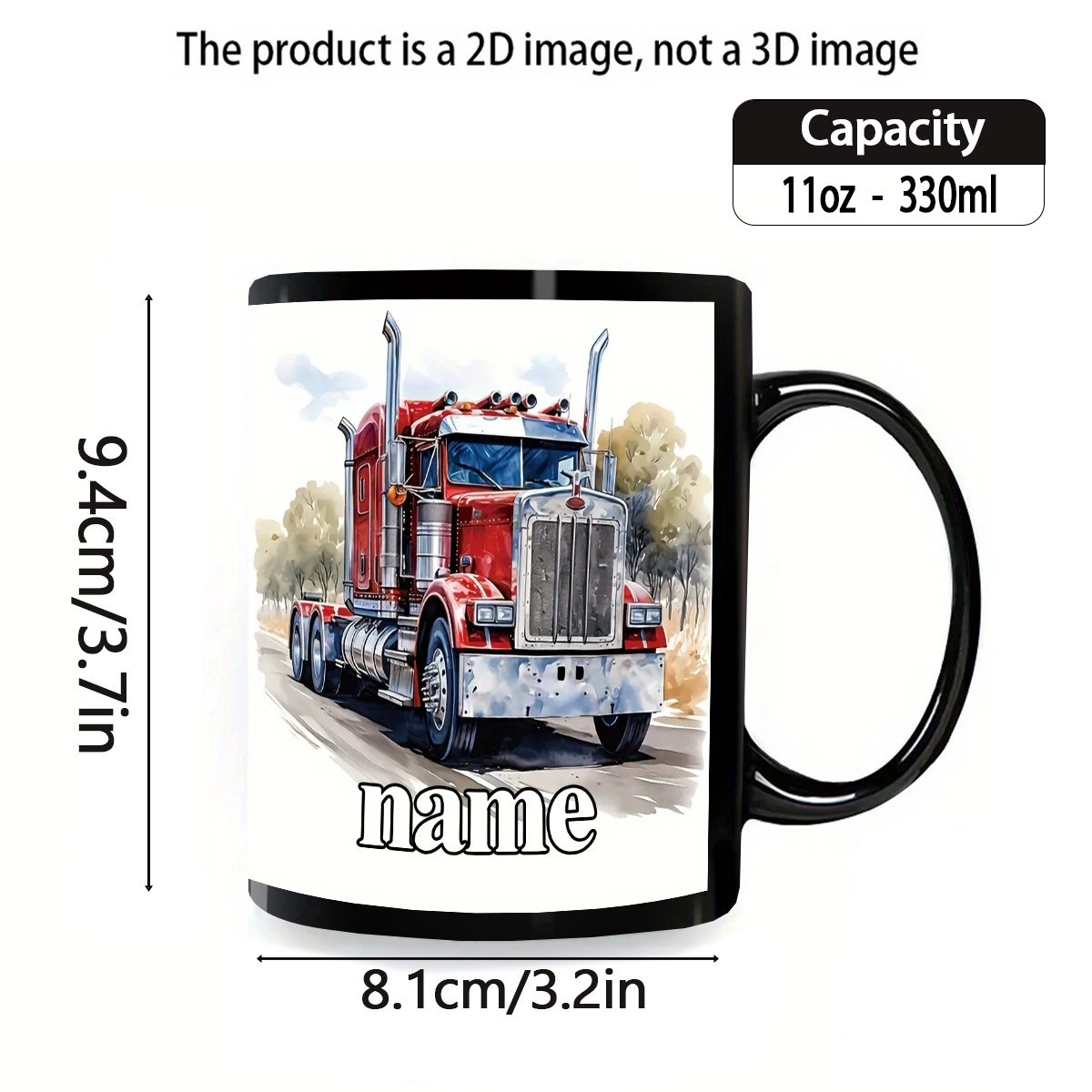 1pc customizable cartoon truck mug 11oz durable ceramic coffee cup with vibrant red   personalized name option   birthdays anniversaries and holiday gifts ideal for hot cold beverages juice milk and more essential kitchenware for office workers coffee bar accessories 1