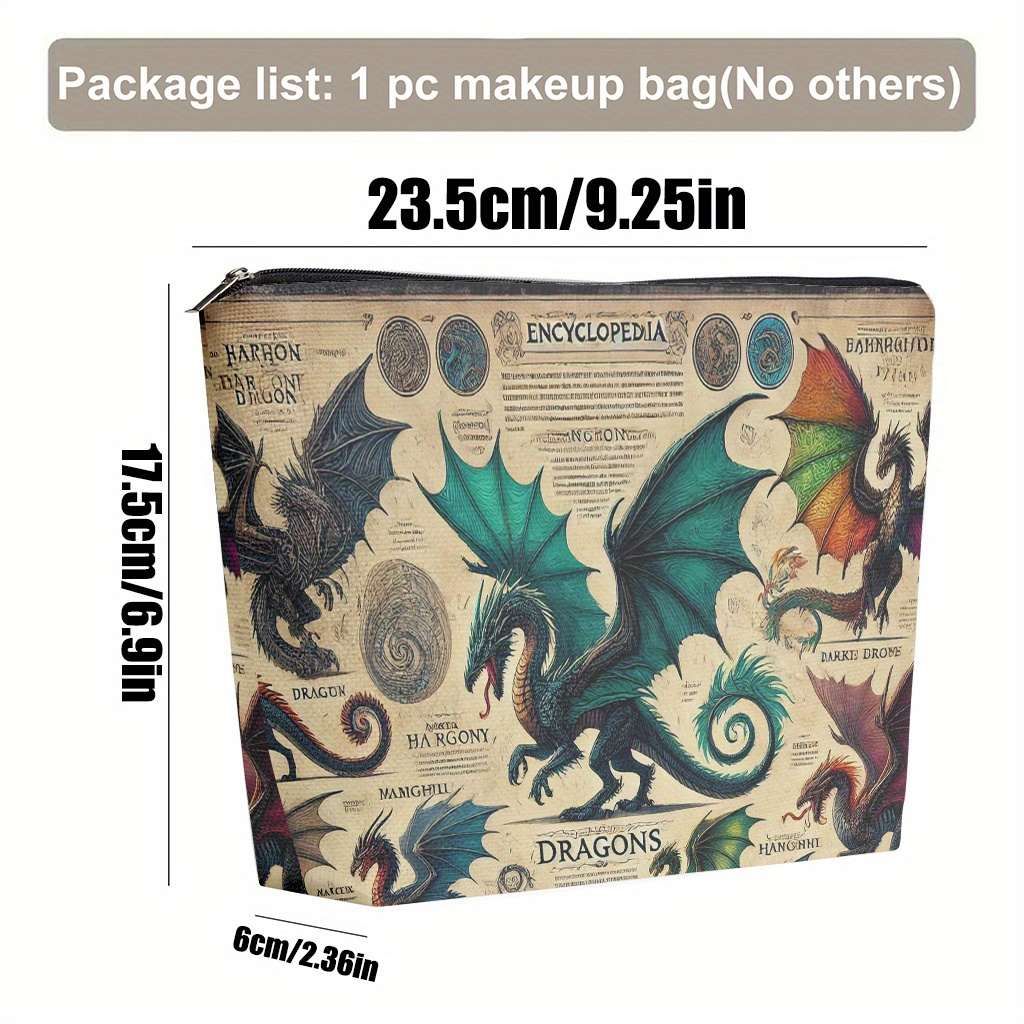 TEMU 1 Borsa per trucco, "Mondo della dei draghi", unisex, portatile e pieghevole, con chiusura a cerniera, inodore, adatta per vacanze, amicizia,
