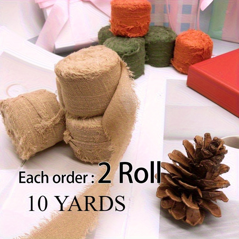 TEMU 5 Yards X2 Rolls, 40mm/1.57 Inch Warm Brown Hand-torn Fringe Ribbon Fine Tassel Wedding Bouquet Bow Decoration Spring Floral Gift Wrapping
