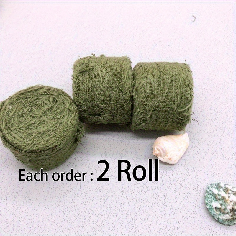 TEMU (5 Yards X 2 Rolls), 35mm/1.5 Inch Dark -torn Frayed Edge Ribbon Fine Tassel Packaging Ribbon Bow Wedding Packaging Gift Box Decoration Handmade