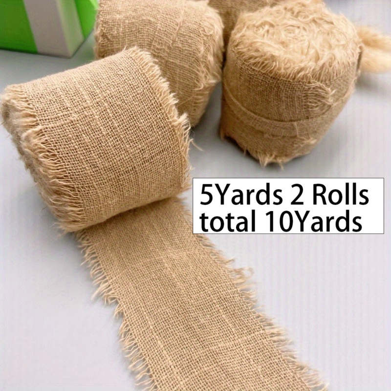 TEMU 10y (5y/rollÃ2) 1.5 Inch 38mm Hand-tear Frayed Edge Ribbon Roll Fine Tassel Brown Ribbon Decorative Tape Easter Valentine's Day Bouquet Tie/gift