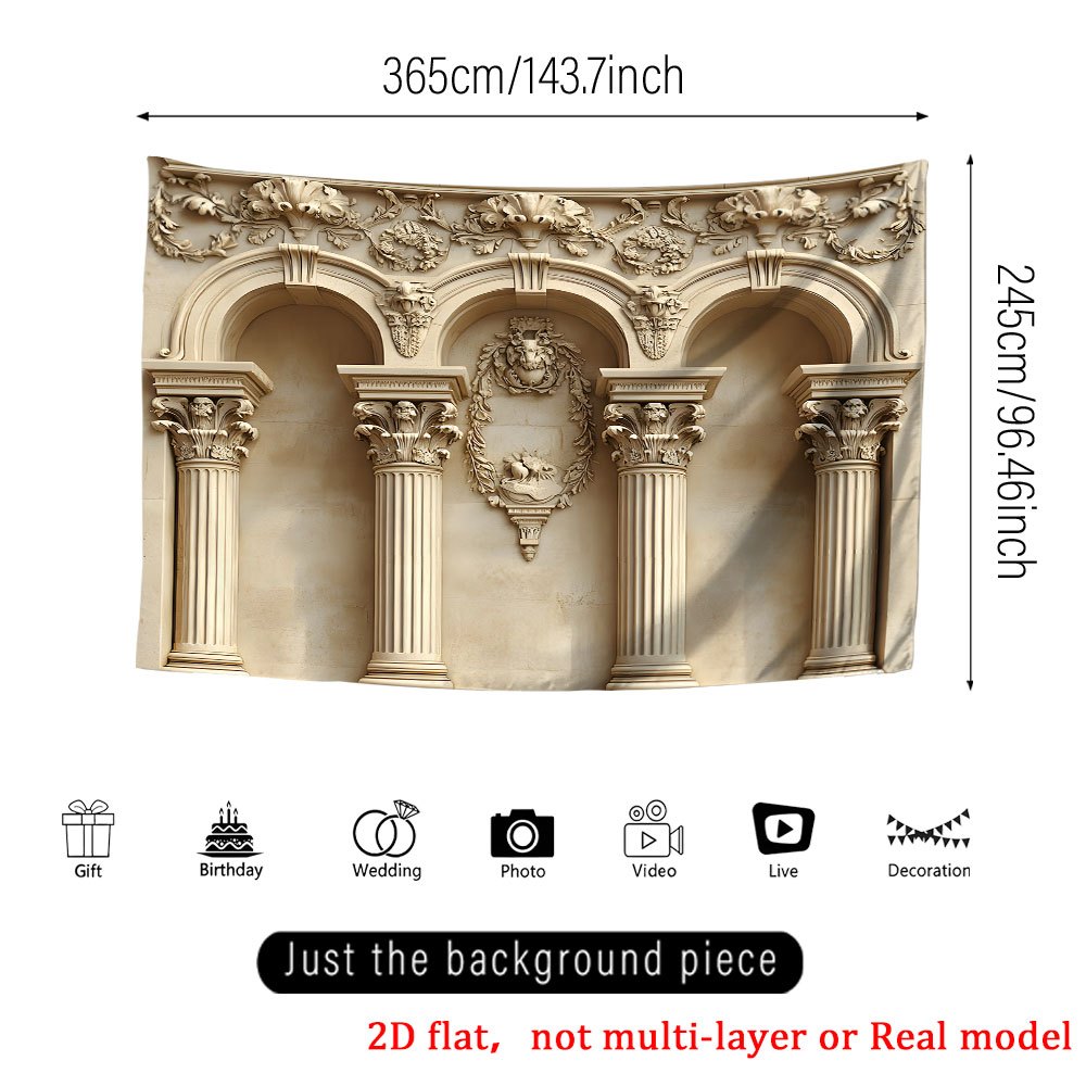 Large Classical Architectural Wall Banner, Home Decor & Party Backdrop