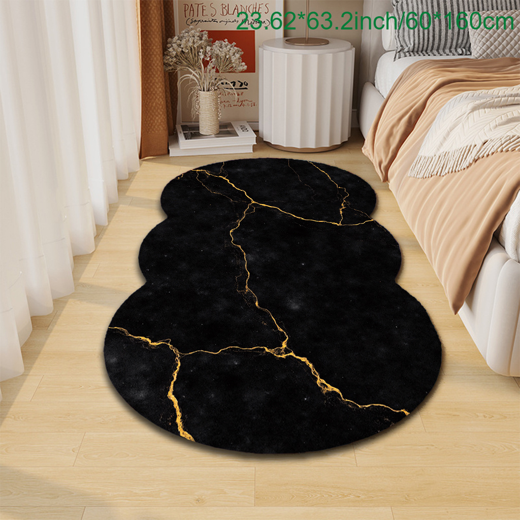 TEMU 1pc Of Velvet Carpet, Luxurious Black And Design, Durable And Comfortable, Non-slip And Machine Washable, Suitable For Indoor Use In Any Room,