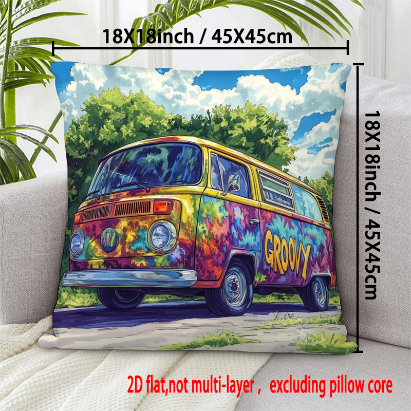 TEMU 2D Plat - Duurzame Kussenhoezen in Hippie-Stijl met een 2D Plat Print, Beschikbaar in de Maten 18X18 Inches (45X45 Cm), 20X20 Inches (50X50 Cm),