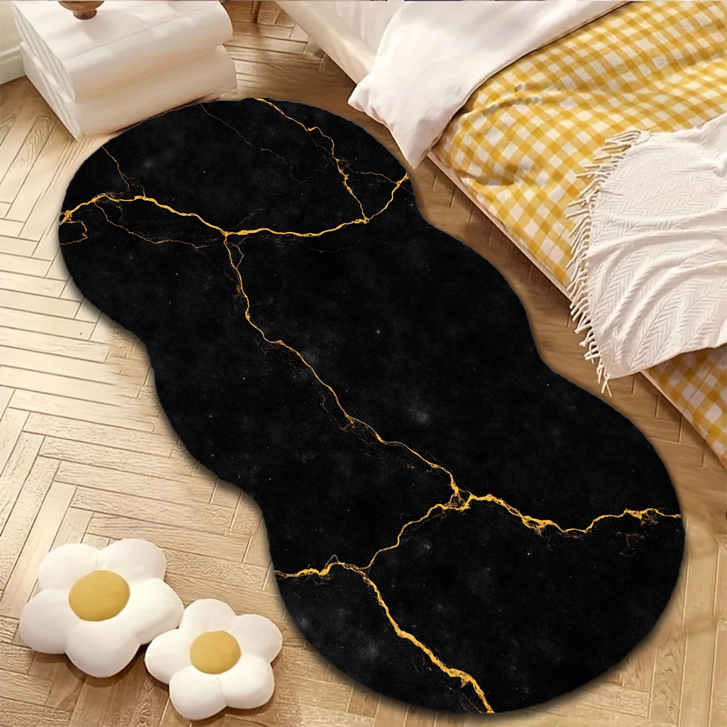 TEMU 1pc Of Velvet Carpet, Luxurious Black And Design, Durable And Comfortable, Non-slip And Machine Washable, Suitable For Indoor Use In Any Room,