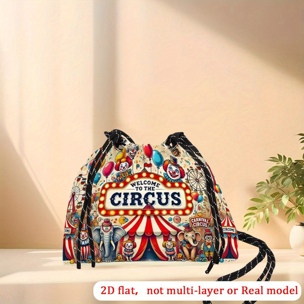 TEMU Bolso Bandolera para Mujer con Tema de y Estampado de - Cierre tipo Cordón, Diseño Carnavalesco con Carpa del e Imitaciones de . Bolsa Duradera