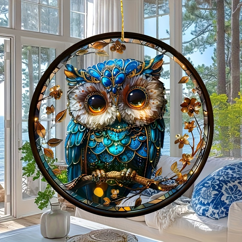 TEMU 2d Flat, 1pc, 2d Flat Owl Sun - Acrylic Window Hanging Ornament, Perfect Gift For Mom And Grandma, Suitable For Garden, Patio, And Home Decor,