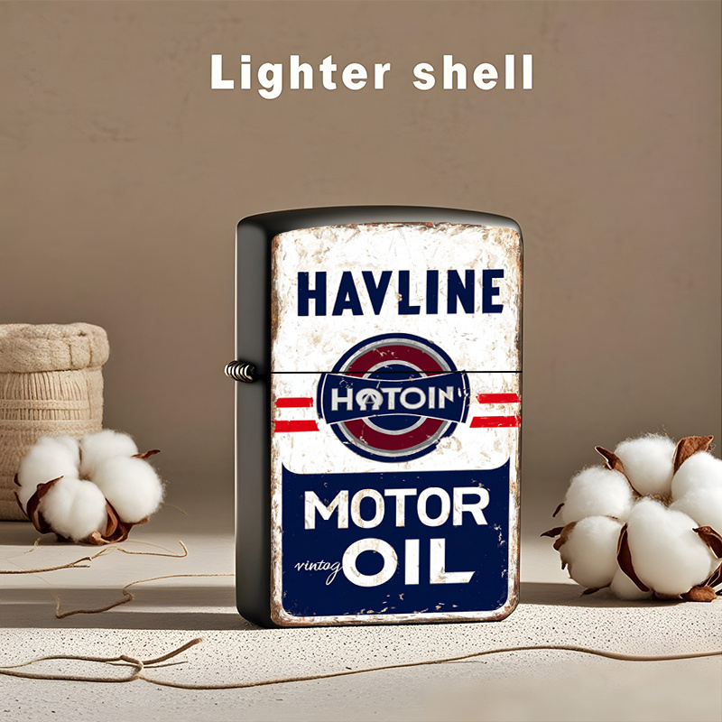 TEMU Vintage 1950s Retro Lighter Shell - Heavy-duty Iron Construction With Design & Lighter Fluid Refillable Mechanism (compatible With Standard