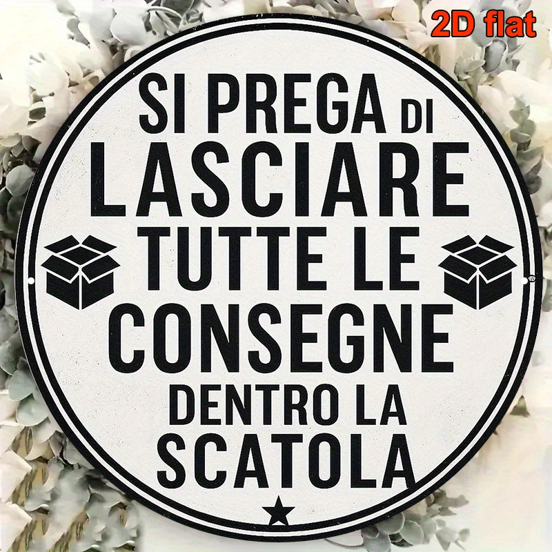 TEMU Insegna Vintage Italiana 2D Piatta, 1 pezzo "Si prega di posizionare tutti i pacchi nella scatola" - Targa Decorativa Retr簷 Montabile a Parete