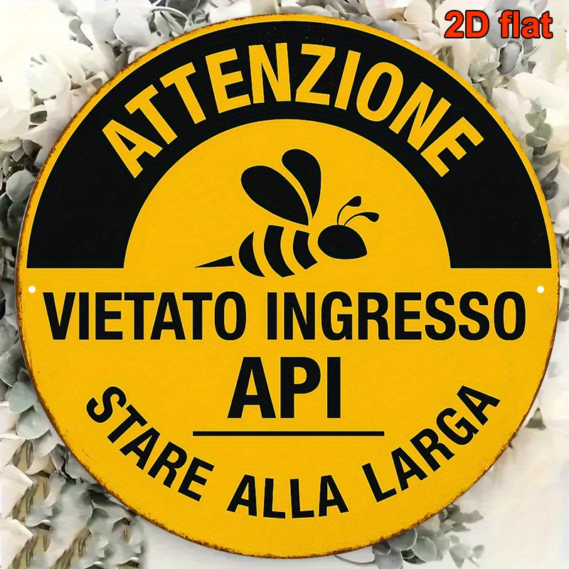 TEMU 2D Piatto, 1 pezzo "Solo per Api" Insegna Vintage Italiana in Alluminio - - Targa da Parete a Tema Adatta per Decorazione della , Insegna Retro